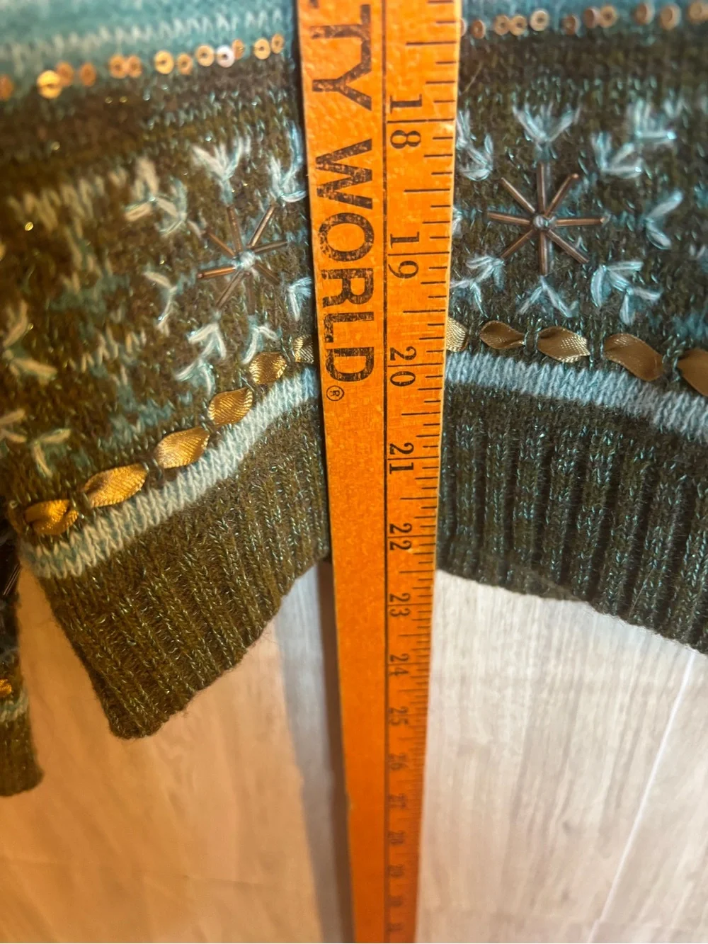 Talbots Petites Fair Isle Wool Blend Embellished Zip Cardigan M